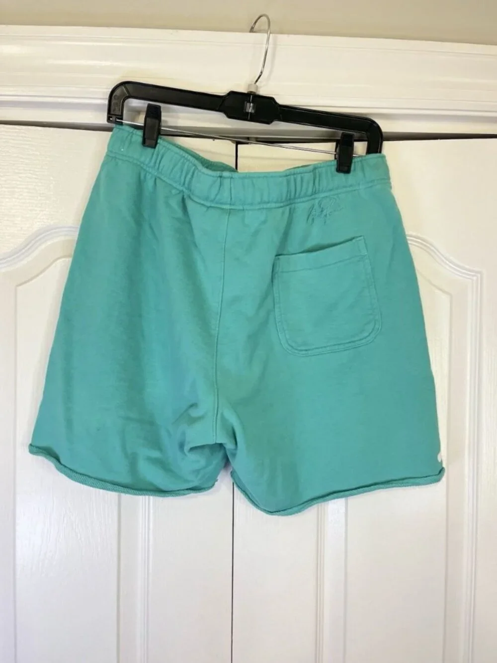 Mens Fleece Shorts Jordan Essentials Sz M Washed Teal Jumpman Logo Raw Hem Terry